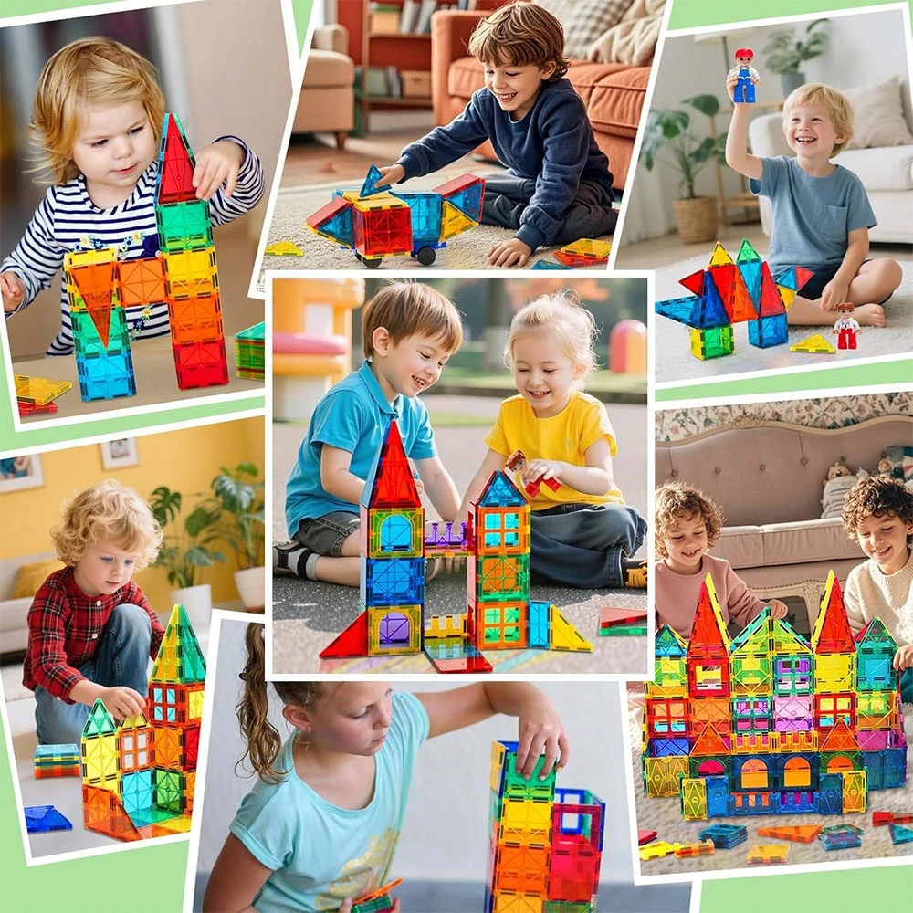 Bez Marki DIDŽIŲJŲ MAGNETINIŲ 3D KONSTRUKCINIŲ BLOKŲ DĖLĖS VAIKAMS 130 EL DOVANA