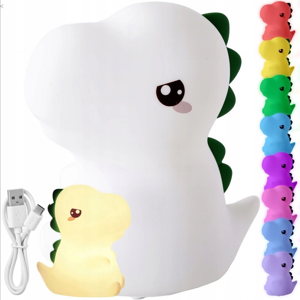 Bez Marki DINOZAUR MIĘKKA Naktinė lempa DLA DZIECI LED RGB USB KOLOROWA SILIKONOWA