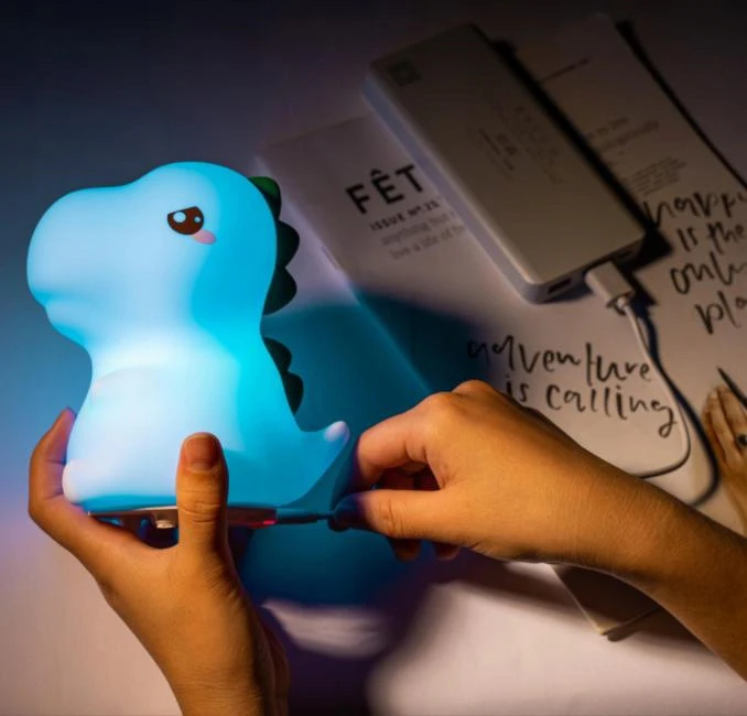 Bez Marki DINOZAUR MIĘKKA Naktinė lempa DLA DZIECI LED RGB USB KOLOROWA SILIKONOWA