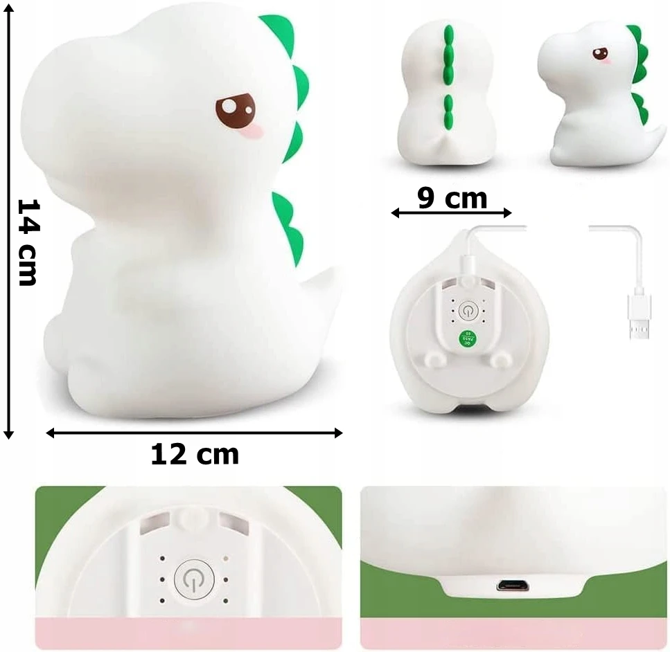 Bez Marki DINOZAUR MIĘKKA Naktinė lempa DLA DZIECI LED RGB USB KOLOROWA SILIKONOWA