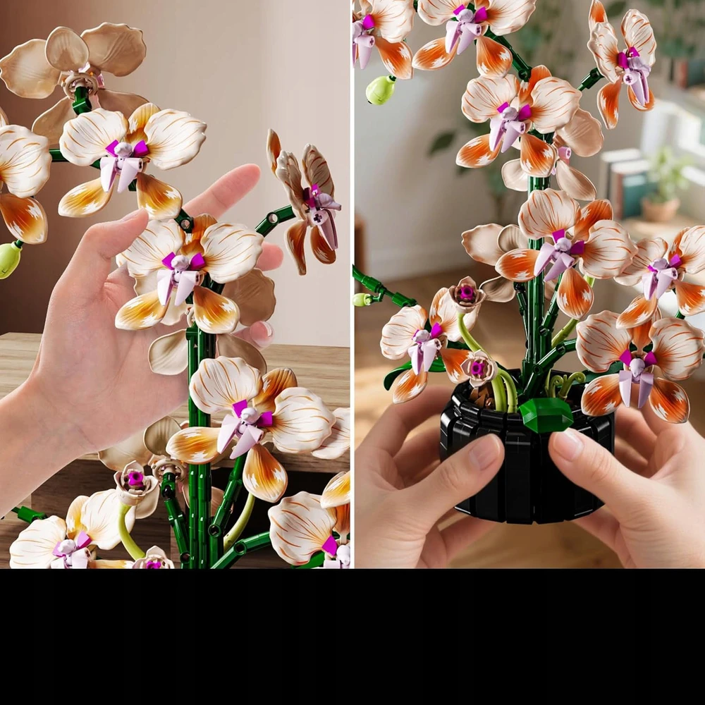 Bez Marki Dirbtinė orchidėja vazonėlyje Orchidėjų modelio kūrybinis rinkinys, statybiniai blokai