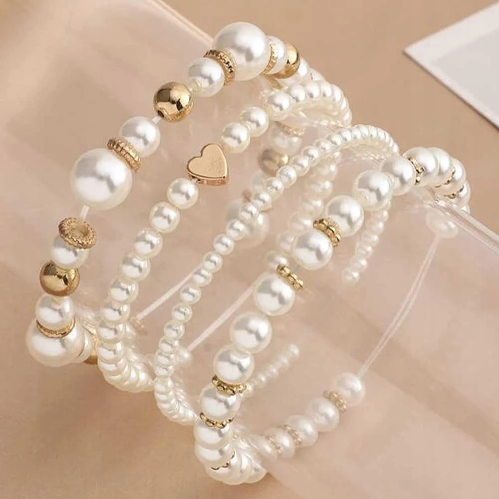 Bez Marki DIYQueen Beads rinkinys 720 vnt, balto aukso apyrankėms