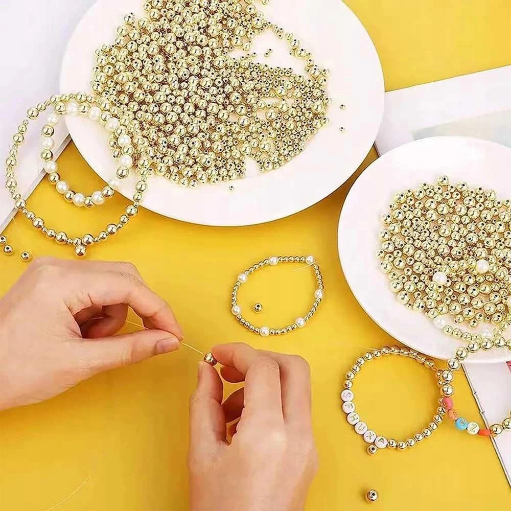 Bez Marki DIYQueen Beads rinkinys 720 vnt, balto aukso apyrankėms