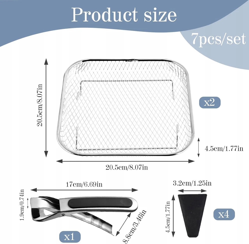 Bez Marki DO FRYTKOWNICY 7 SZTUK 20.5X20.5 CM STAL NIERDZEWNA STOSOWE KOSZE