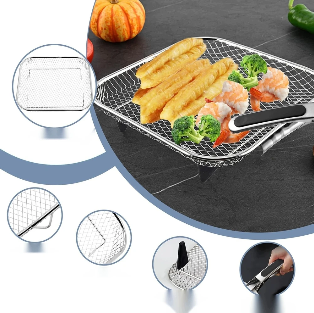 Bez Marki DO FRYTKOWNICY 7 SZTUK 20.5X20.5 CM STAL NIERDZEWNA STOSOWE KOSZE