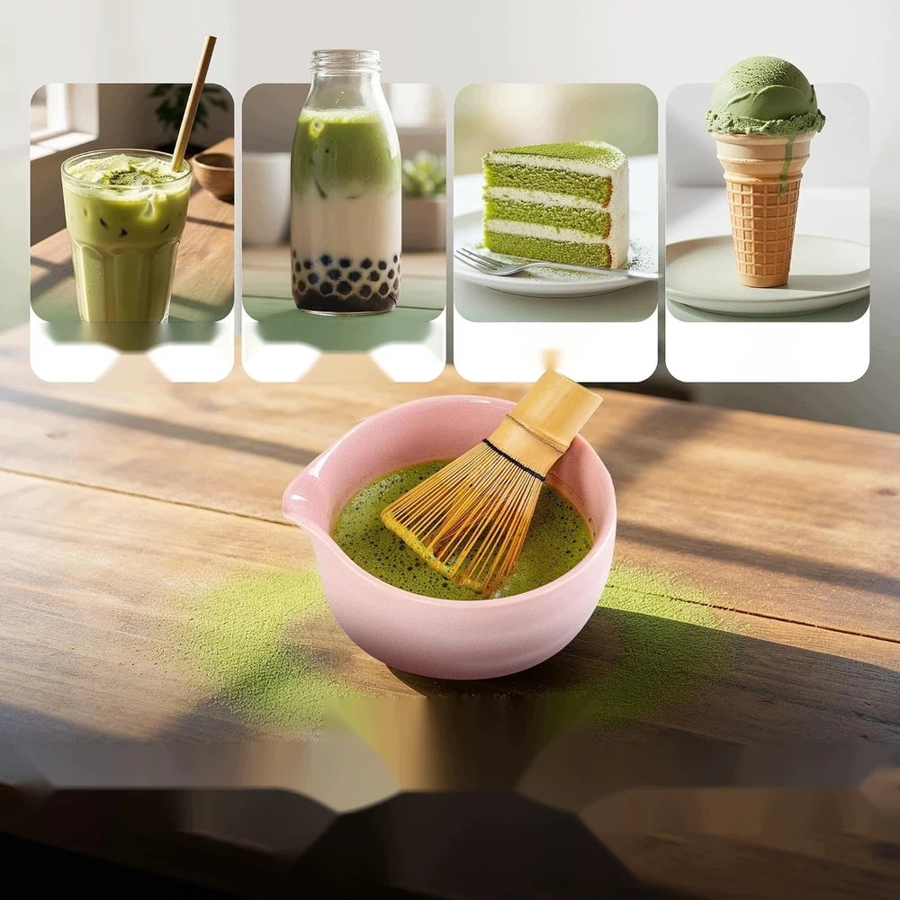Bez Marki DO MATCHA RINKINYS 5 VIENETŲ ROŽINĖS JAPANIŠKOS KERAMIKOS BAMBUKO DOVANA