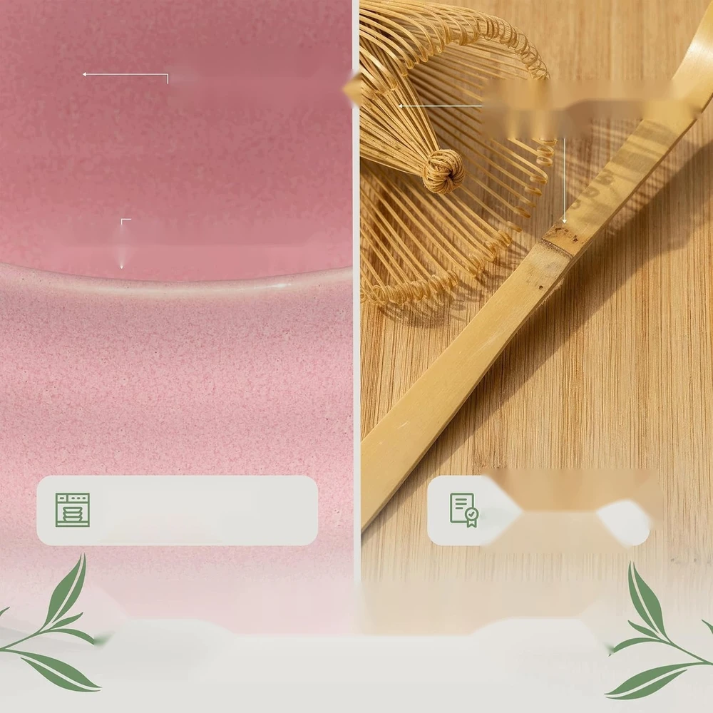 Bez Marki DO MATCHA RINKINYS 5 VIENETŲ ROŽINĖS JAPANIŠKOS KERAMIKOS BAMBUKO DOVANA