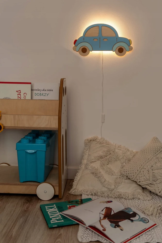 Bez Marki Drewniana lampka nocna AUTKO vaikams tupti.lights