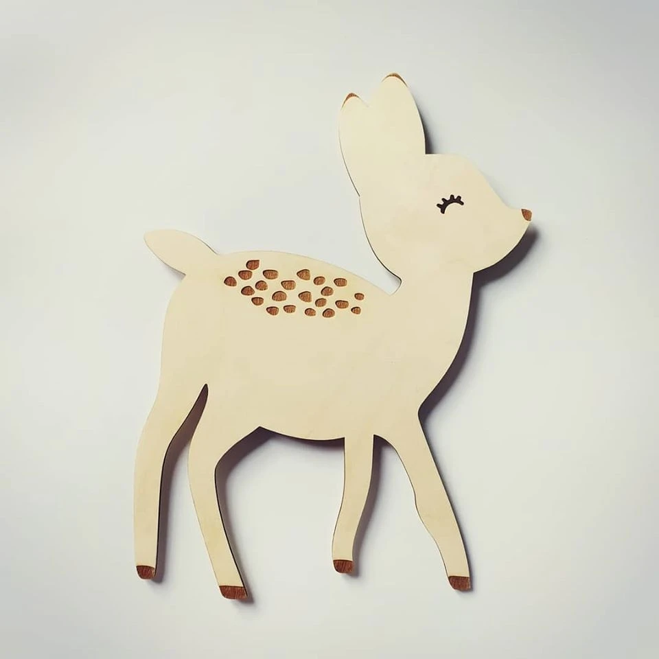 Bez Marki Drewniana Lampka Nocna LED SARENKA L Jelonek do Pokoju Dziecka Bambi