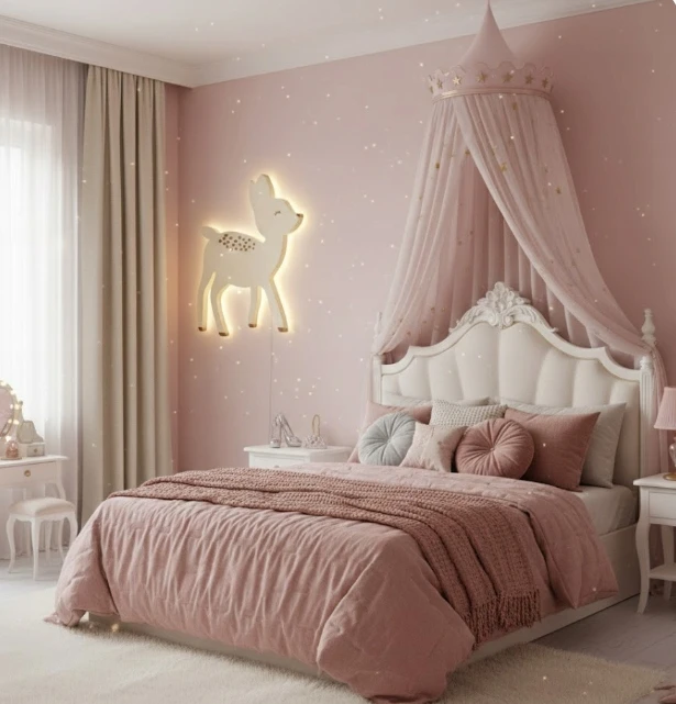Bez Marki Drewniana Lampka Nocna LED SARENKA L Jelonek do Pokoju Dziecka Bambi