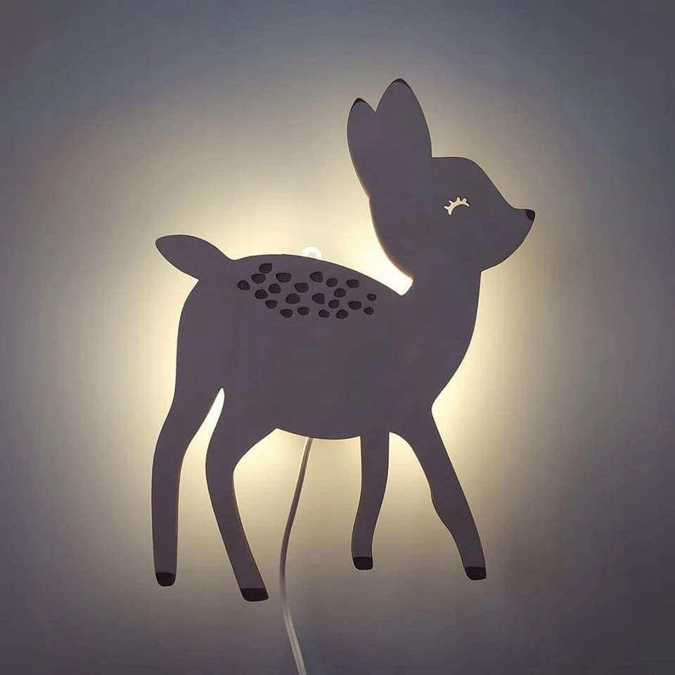 Bez Marki Drewniana Lampka Nocna LED SARENKA L Jelonek do Pokoju Dziecka Bambi