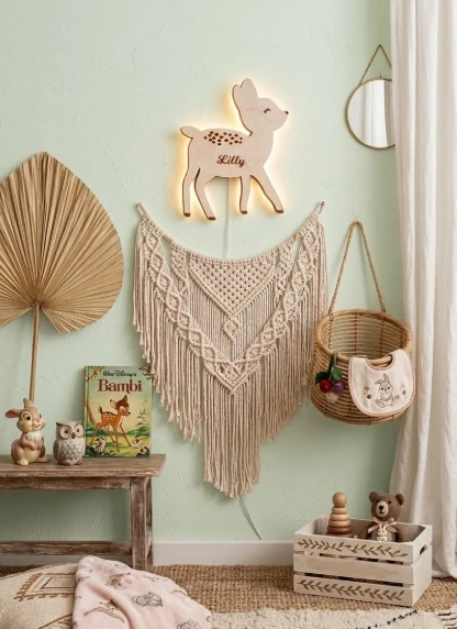 Bez Marki Drewniana Lampka Nocna LED SARENKA L Bambi Personalizowana su Imieniem