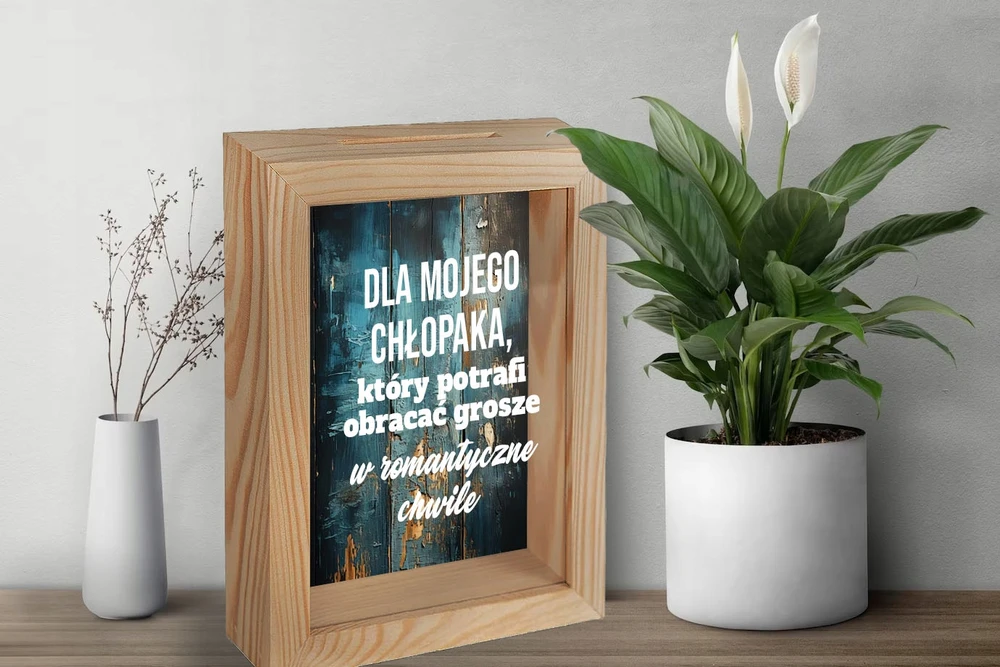 Bez Marki DREWNIANA SKARBONKA NA DZIEŃ CHŁOPAKA PREZENT