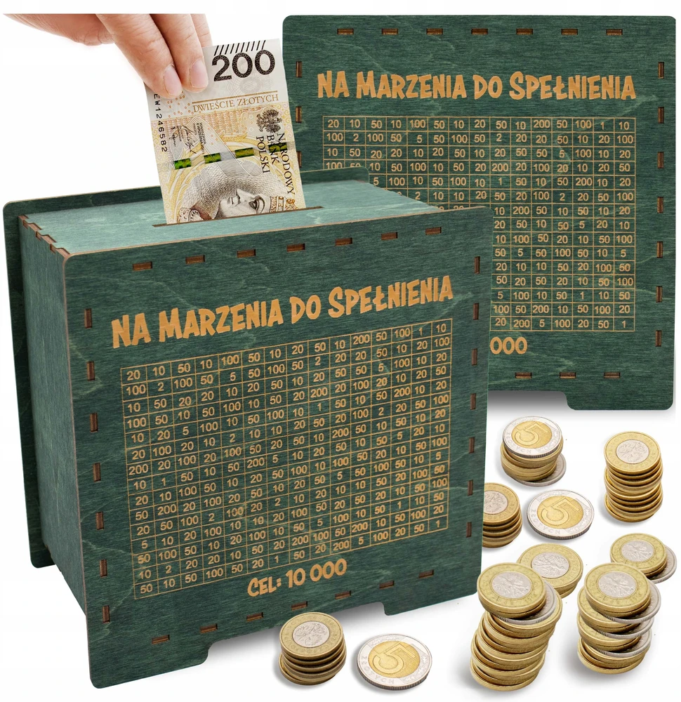 Bez Marki Drewniana skarbonka wykreślanka na dowolny cel GRAWER