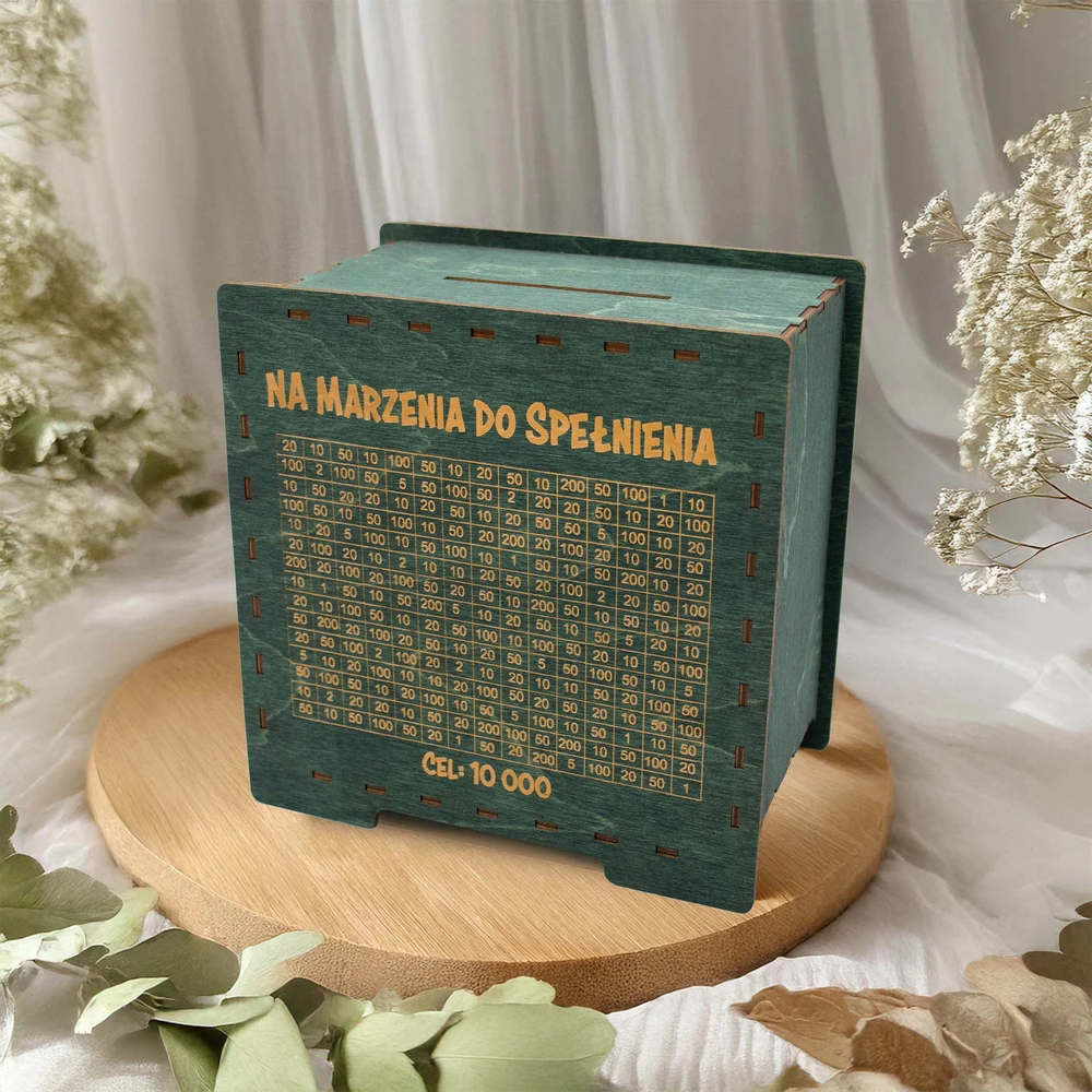 Bez Marki Drewniana skarbonka wykreślanka na dowolny cel GRAWER