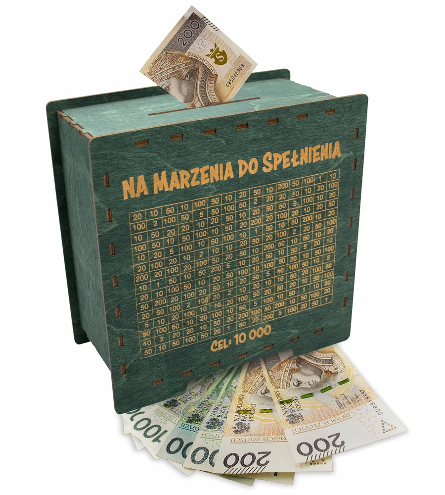 Bez Marki Drewniana skarbonka wykreślanka na dowolny cel GRAWER