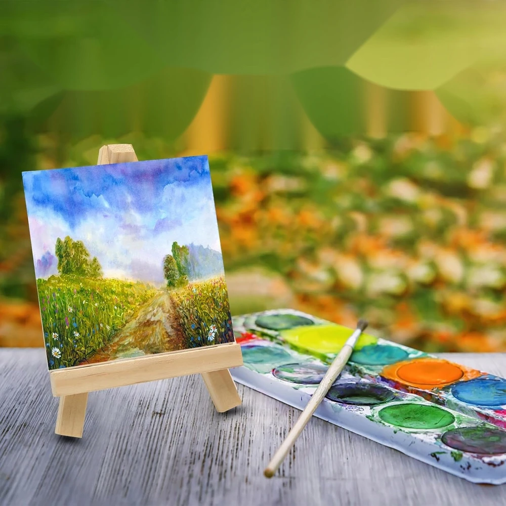Bez Marki Drobės 10x10cm tapybai, baltos medvilnės lentos, nedideli molbertai, magnetukai