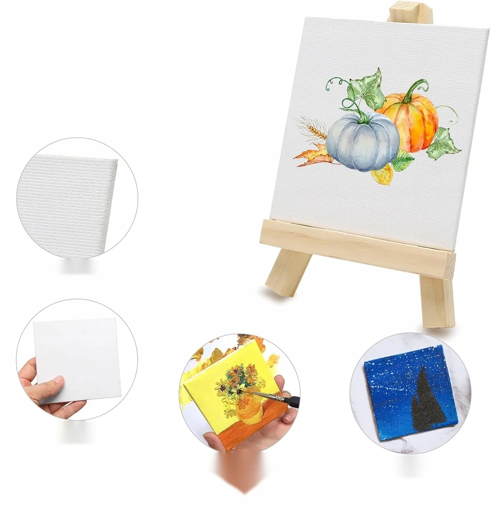 Bez Marki Drobės 10x10cm tapybai, baltos medvilnės lentos, nedideli molbertai, magnetukai