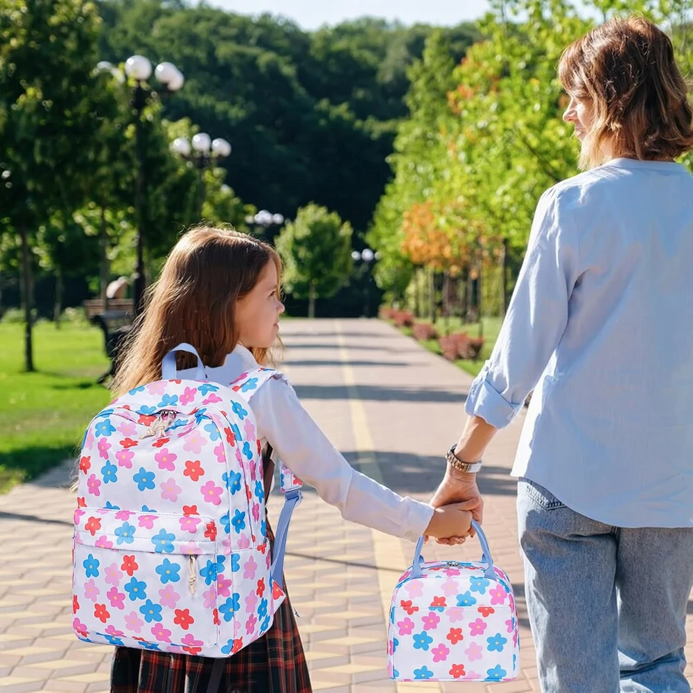 Bez Marki Dukartų rinkinys: Kuprinė, rankinė ir dėklas su gėlių raštu