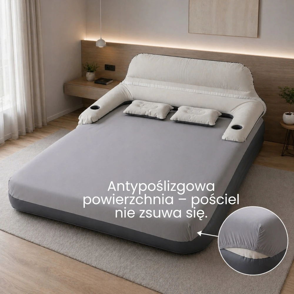 Bez Marki Dviejų asmenų pripučiamas čiužinys su atlošu, pilkas