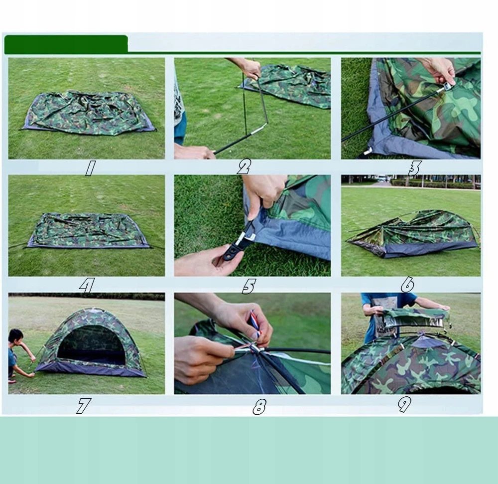 Bez Marki Dviejų asmenų turistinė kempingo palapinė, vandeniui atspari CAMO OXFORD 200X150cm