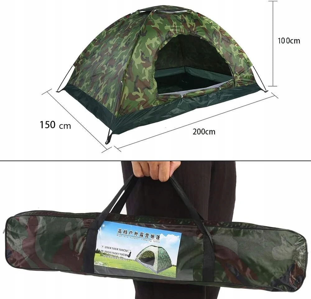Bez Marki Dviejų asmenų turistinė kempingo palapinė, vandeniui atspari CAMO OXFORD 200X150cm