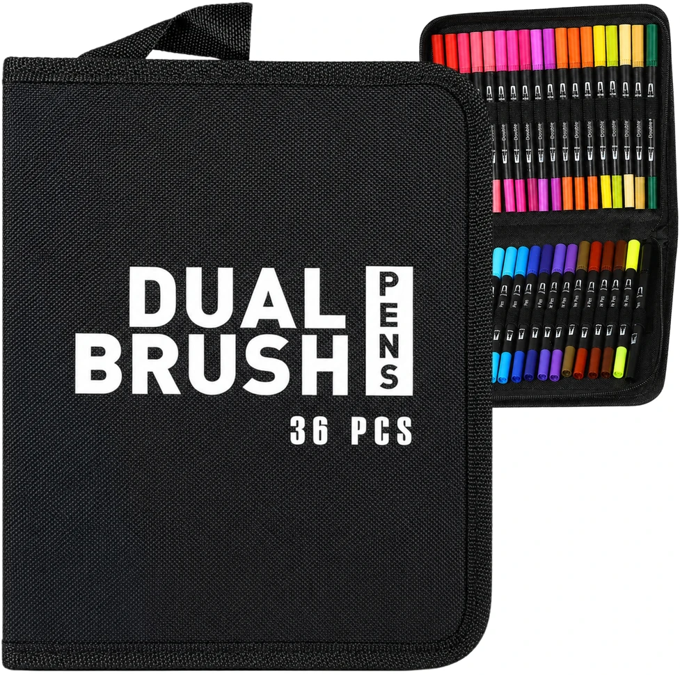 Bez Marki Dvipusiai Akriliniai Flomasteriai Dual Pen – 36 Spalvos
