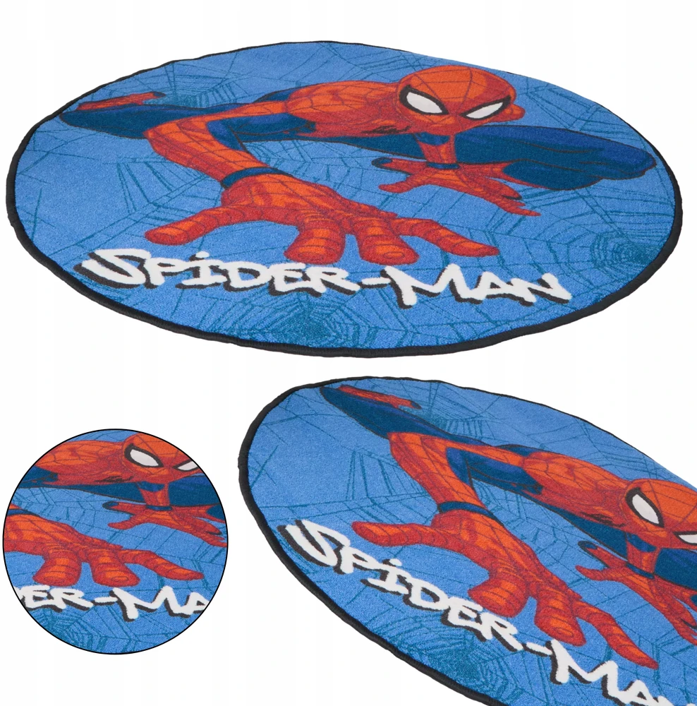 Bez Marki DYWAN DLA DZIECI OKRĄGŁY Mėlynas DYWANIK SPIDERMAN MIĘKKI Z BAJEK
