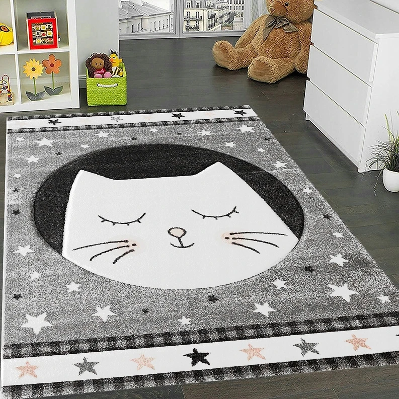 Bez Marki DYWAN DZIECIĘCY 120x180 KOTEK GRUBY 3D DLA DZIECI PILKA KREMOWY
