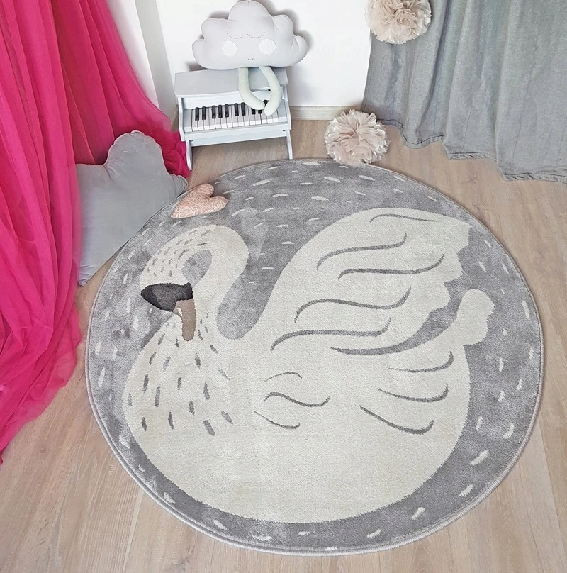 Bez Marki Dywan dziecięcy ŁABĘDŹ 3D apvalus pilka 133 cm NOYA Design