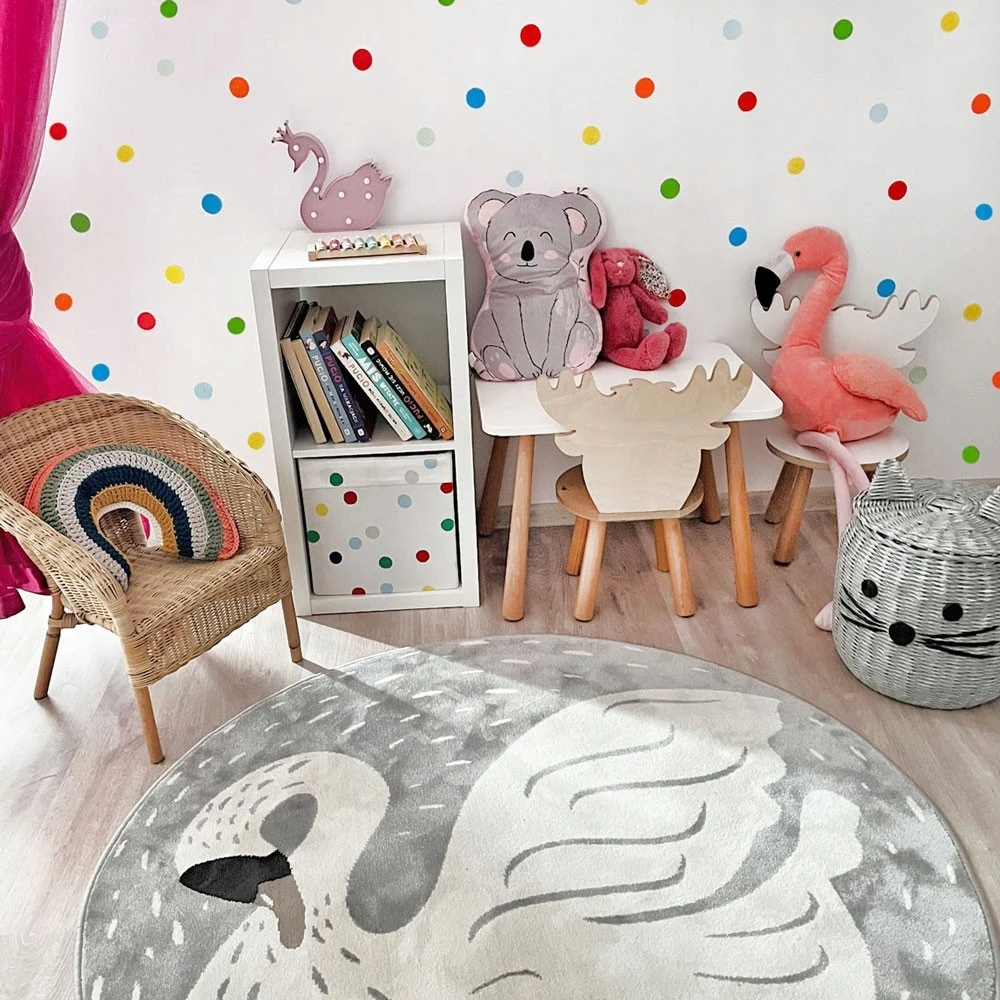 Bez Marki Dywan dziecięcy ŁABĘDŹ 3D apvalus pilka 133 cm NOYA Design