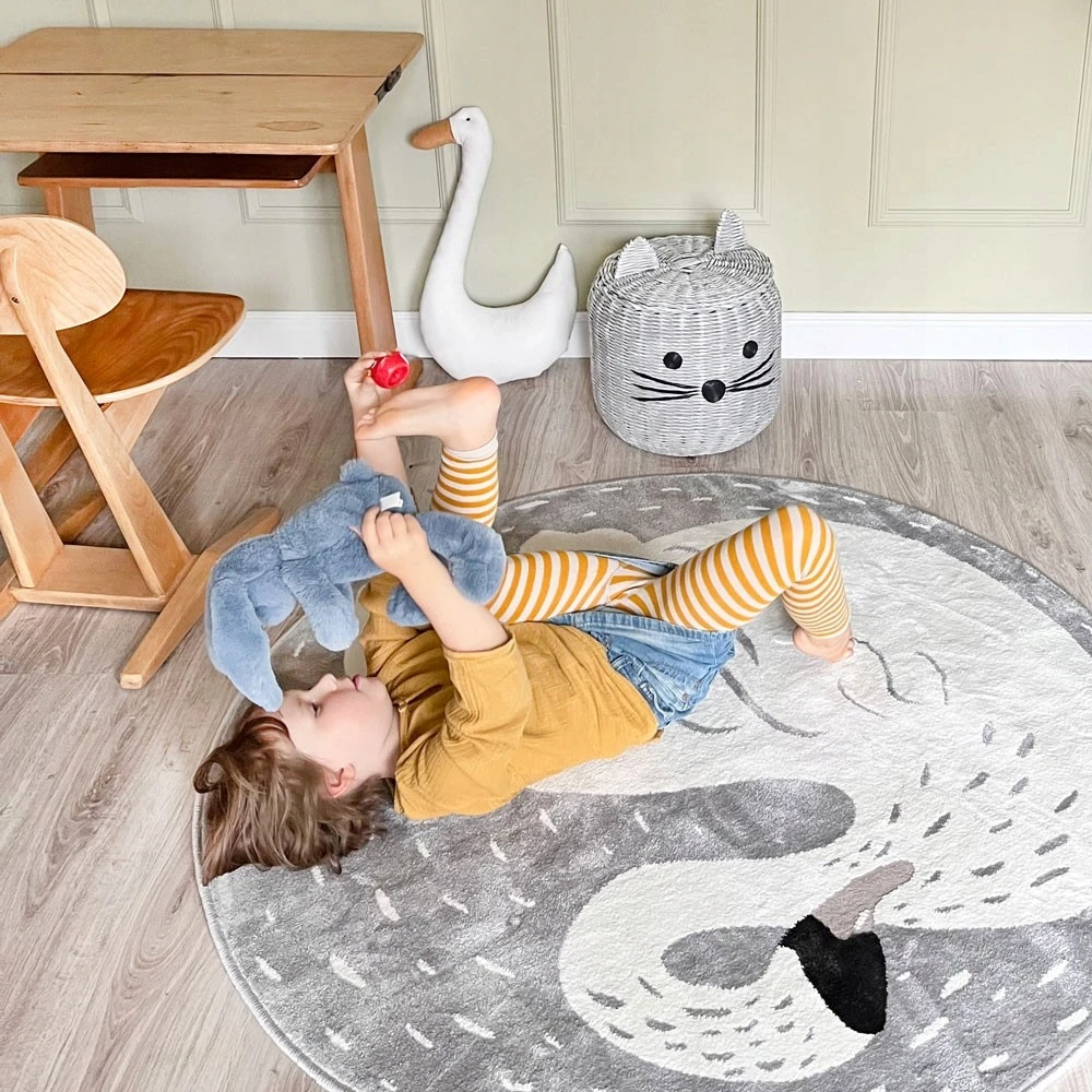 Bez Marki Dywan dziecięcy ŁABĘDŹ 3D apvalus pilka 133 cm NOYA Design