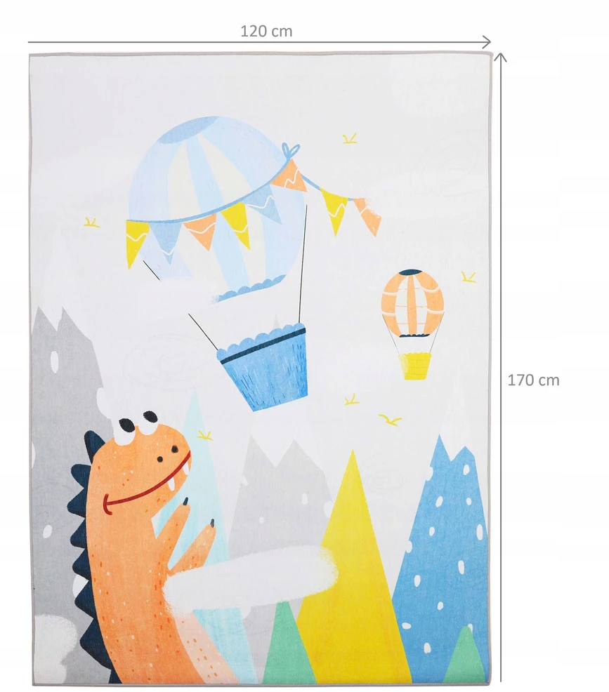 Bez Marki DYWAN DZIECIĘCY ANTYPOŚLIZGOWY DINO 120X170 cm