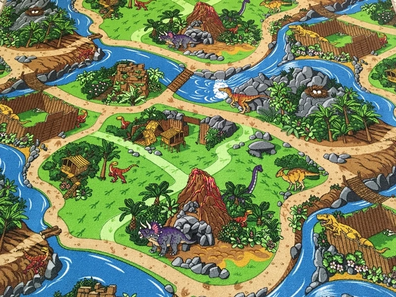 Bez Marki DYWAN Dziecięcy Dinozaury DINO 150x200 / ulice REX