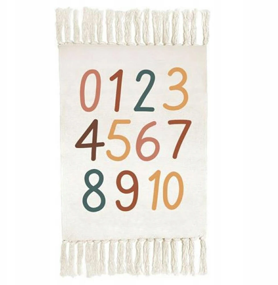 Bez Marki Dywan dziecięcy Literki numerki frędzle 60x90cm