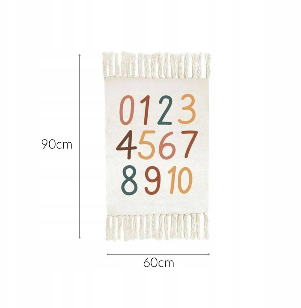 Bez Marki Dywan dziecięcy Literki numerki frędzle 60x90cm