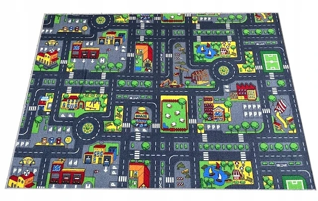 Bez Marki Dywan miasto wieś ulice cars Scanroad Farma 200x240 dwustronny