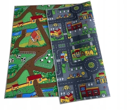 Bez Marki Dywan miasto wieś ulice cars Scanroad Farma 200x240 dwustronny