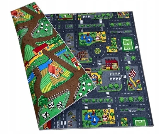 Bez Marki Dywan miasto wieś ulice cars Scanroad Farma 180x200 dwustronny