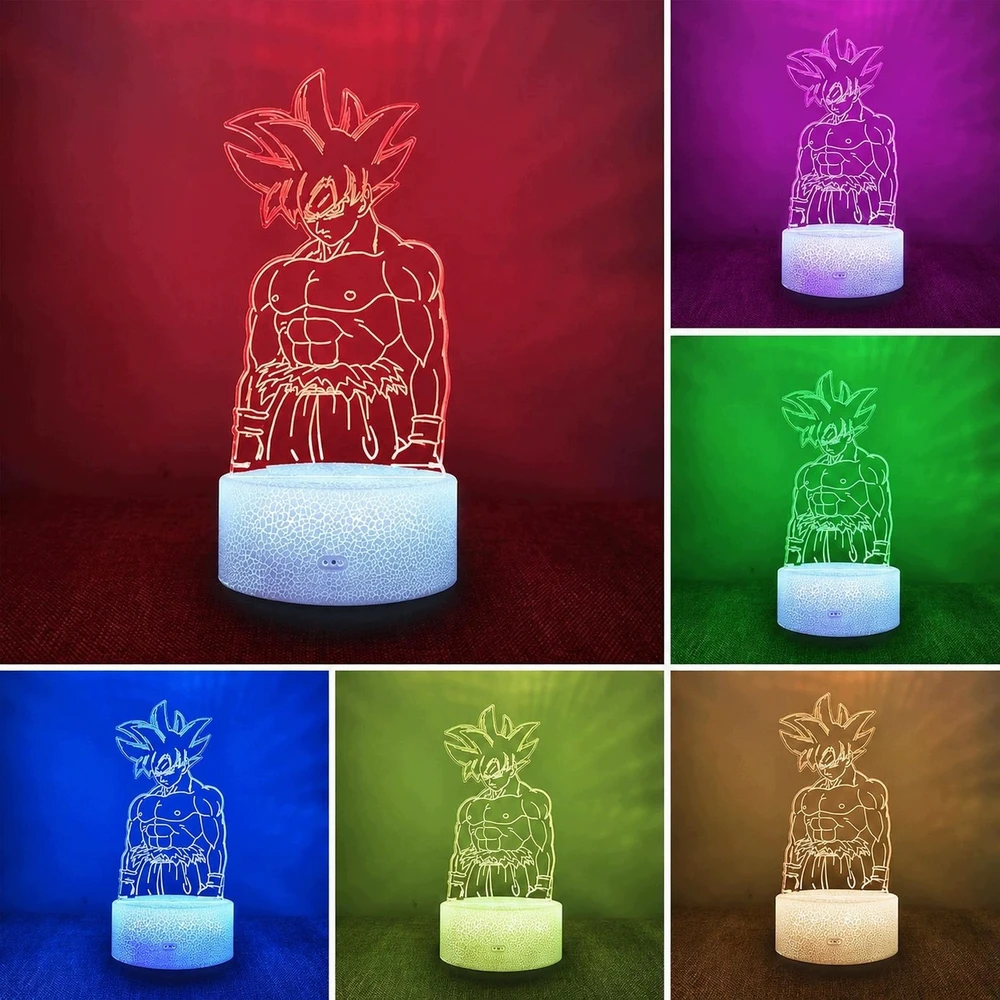 Bez Marki DZIECIĘCA LAMPA 3D SMART TOUCH DRAGON BALL GOKU Z PILOTEM STEROWANIA