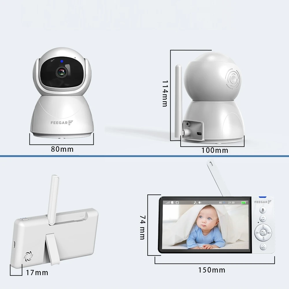 Bez Marki ELECTRONIC NANNY Feegar DVI kamera LCD 5 colių 5000 mAh ZOOM Įrašymas
