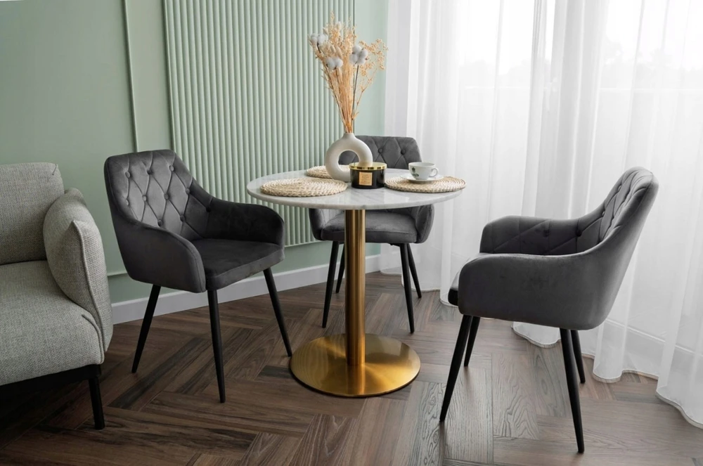 Bez Marki Elegantiškas veliūrinis krėslas Atlanta pilkos spalvos, metalinės kojos