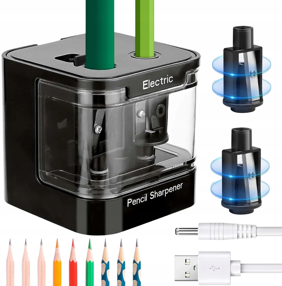 Bez Marki Elektrinis pieštukų drožtukas Usb/baterijos, 2 skylės, automatinis