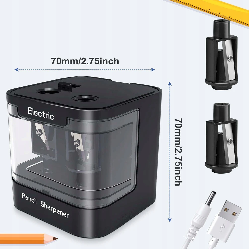 Bez Marki Elektrinis pieštukų drožtukas Usb/baterijos, 2 skylės, automatinis