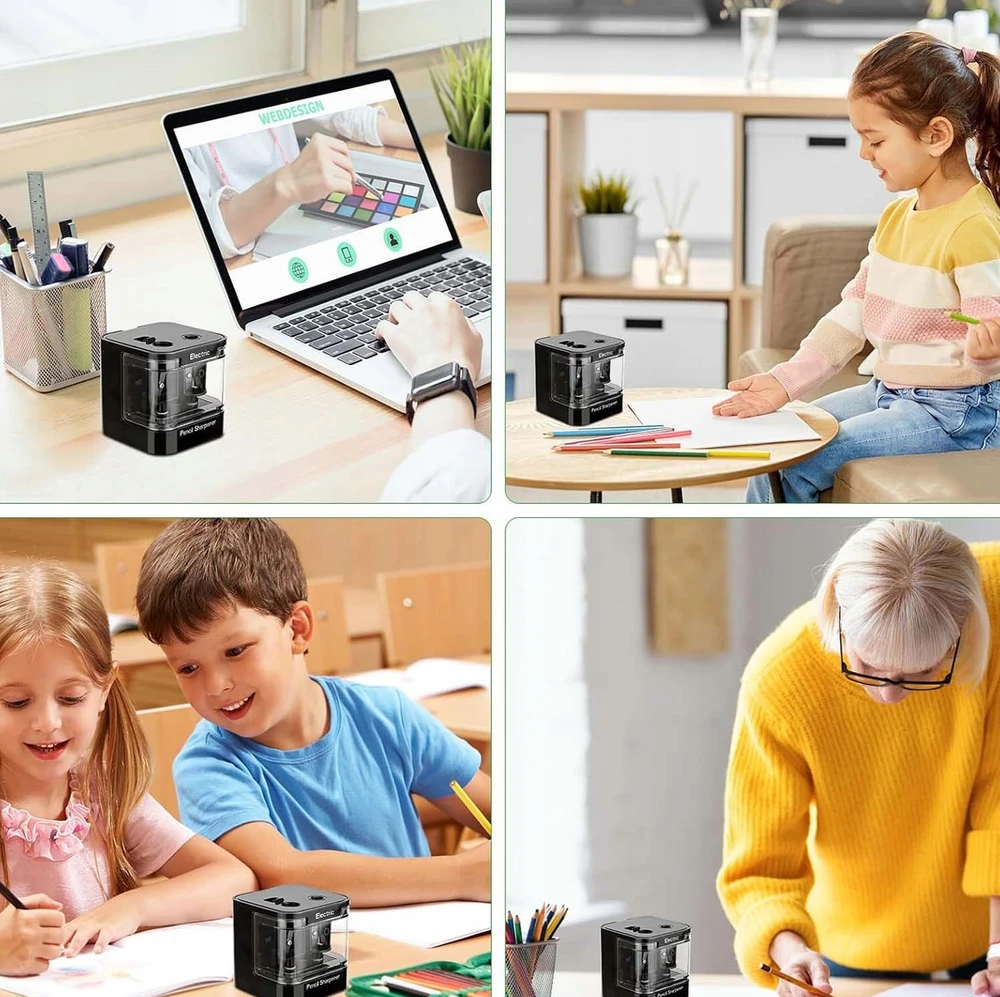 Bez Marki Elektrinis pieštukų drožtukas Usb/baterijos, 2 skylės, automatinis