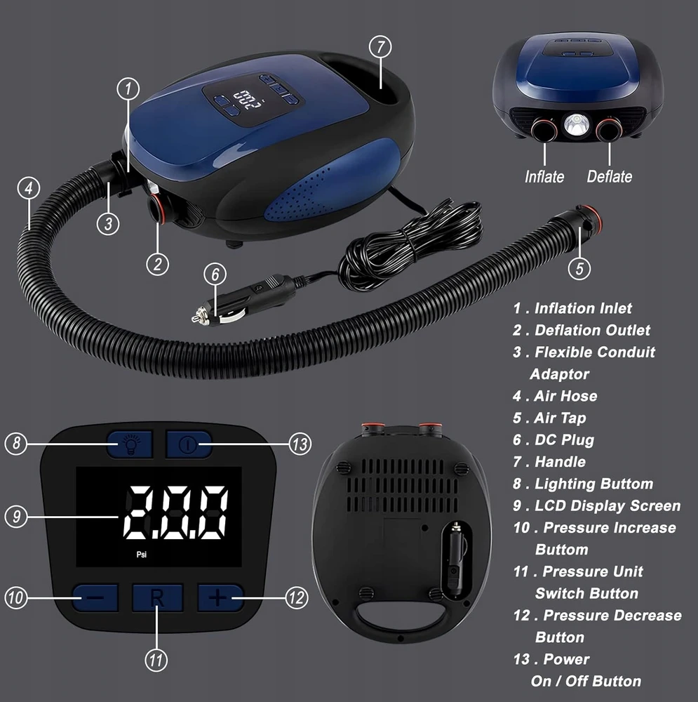 Bez Marki Elektrinis Sup siurblys Ruitx 20 Psi, 12v, automatinis išjungimas