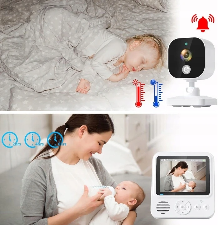 Bez Marki Elektroninis kūdikio monitorius su WiFi kamera, pasukamas 2K 3MPx LCD 5" 4xzoom +