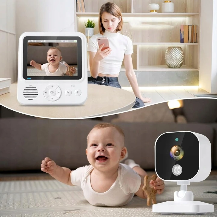 Bez Marki Elektroninis kūdikio monitorius su WiFi kamera, pasukamas 2K 3MPx LCD 5" 4xzoom +