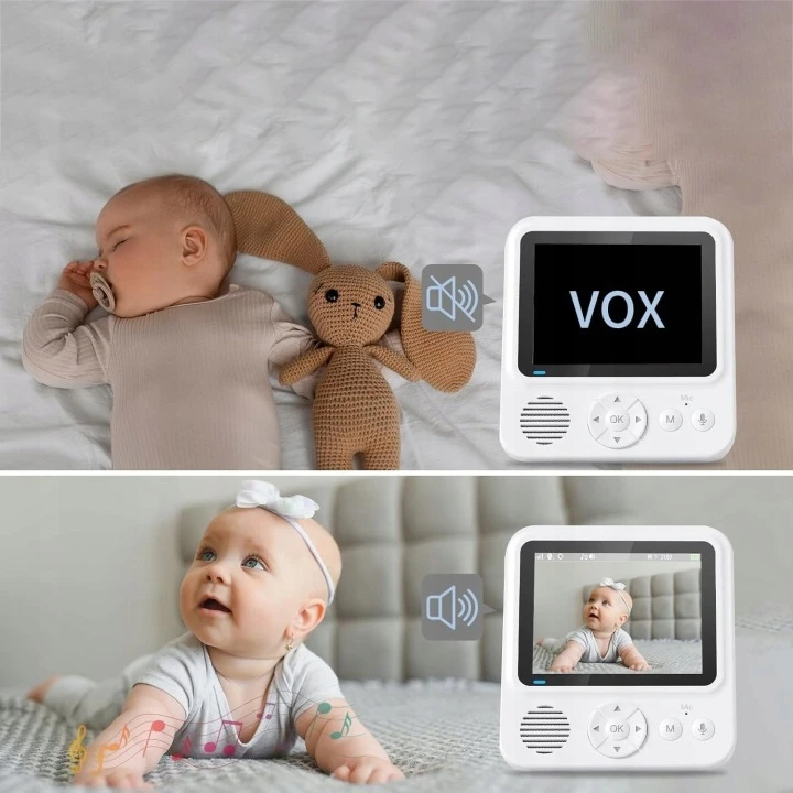 Bez Marki Elektroninis kūdikio monitorius su WiFi kamera, pasukamas 2K 3MPx LCD 5" 4xzoom +