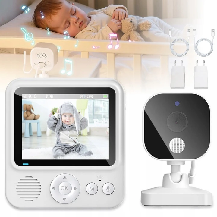 Bez Marki Elektroninis kūdikio monitorius su WiFi kamera, pasukamas 2K 3MPx LCD 5" 4xzoom +